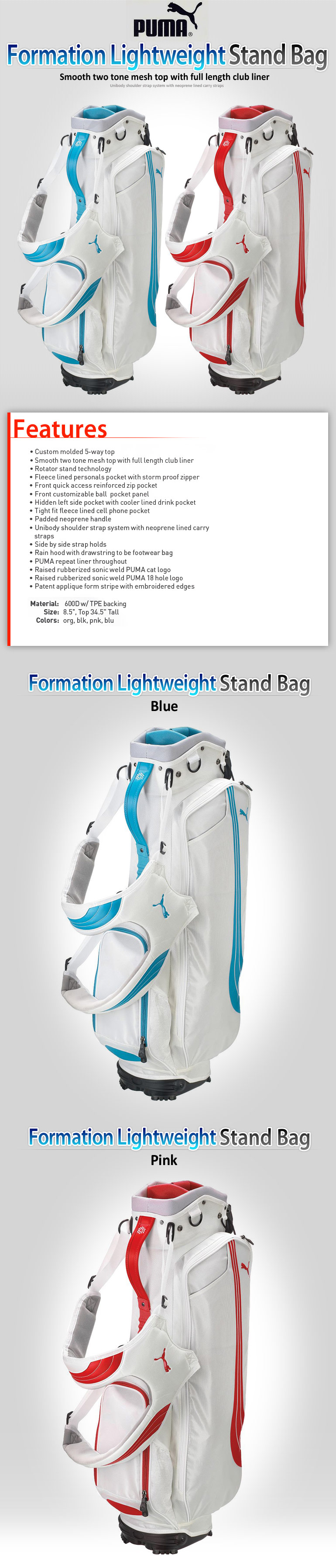 puma formation lightweight stand golf bag